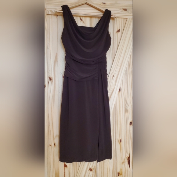 Vintage Frank Lyman Size US/CAN 6 Dark Chocolate Brown Ruched Fitted Dress - Picture 1 of 7